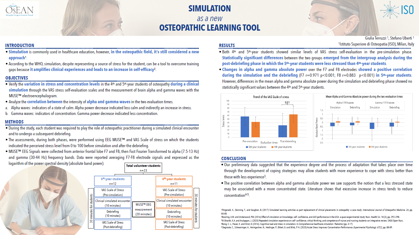Giulia Terruzzi - Change in Stress Levels and Concentration in Osteopathy Students During Simulated Clinical Encounters a Pilot Study - Poster OsEAN OF 2022