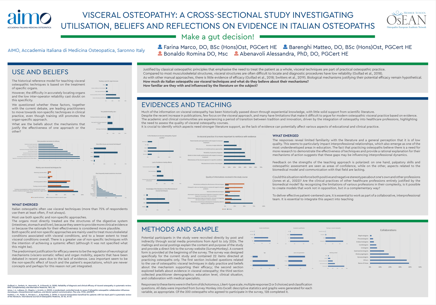 OsEAN Open Forum 2024 - Poster: M. Farina - Visceral osteopathy a cross sectional study investigating utilisati
